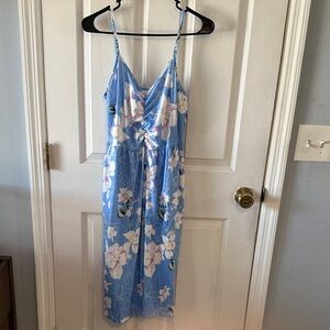 Floral Blue Spaghetti Strap Dress
